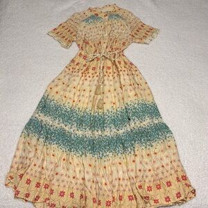 Free People Women Yellow Rare Feeling Tiered Maxi Dress